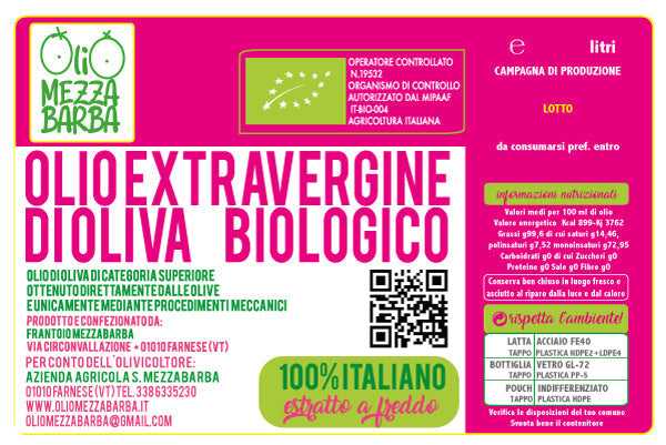 Bag in box 3 l olio extravergine di oliva biologico