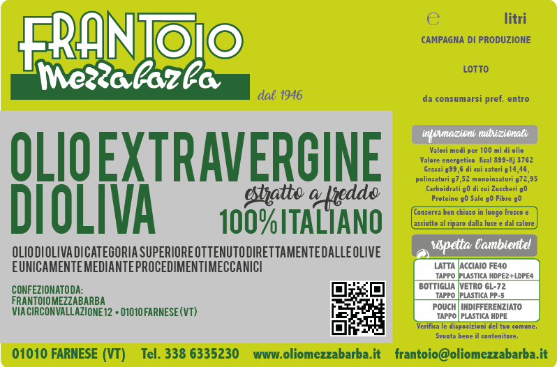 5 l can of extra virgin olive oil